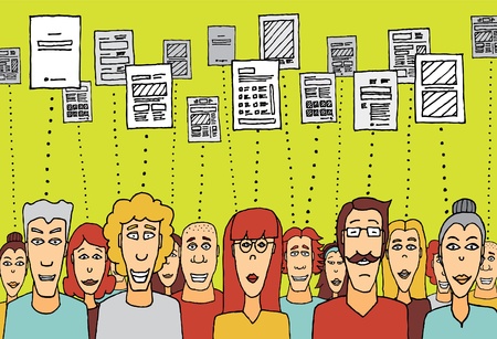 Sharing files / Document cloudのイラスト素材