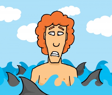 Swimming among sharks / Immediate dangerのイラスト素材