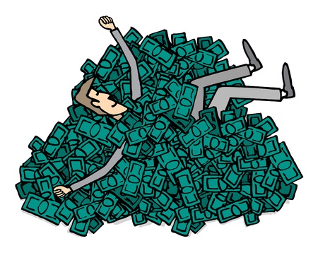 Happy millionaire business   Swimming in moneyのイラスト素材