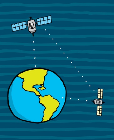 Satellite connecting earthのイラスト素材