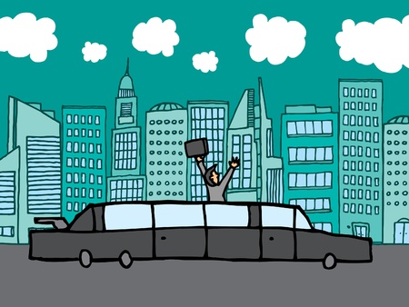 Succesful businessman riding his limoのイラスト素材