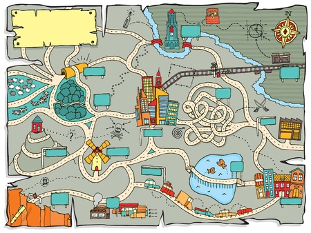 Funny treasure mapのイラスト素材