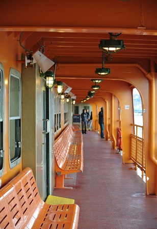 Orange deck on a ferryのeditorial素材