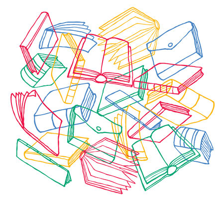 Cartoon illustration of colorful diverse book publication のイラスト素材