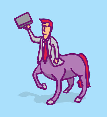 Cartoon illustration of a businessman centaur holding a portfolioのイラスト素材