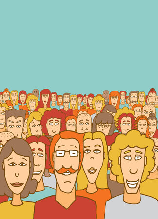 Cartoon illustration of a large crowd communityのイラスト素材
