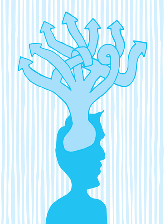 Cartoon illustration of creative thoughts exiting a head or brainのイラスト素材