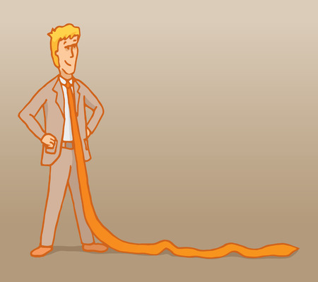 Cartoon concept illustration of a young cocky businessman wearing a long tieのイラスト素材