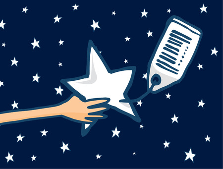 Cartoon illustration of star or success dream on sale with price tagのイラスト素材