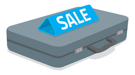 Cartoon illustration of concept business briefcase with sale signのイラスト素材