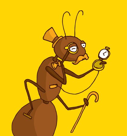 Cartoon illustration of classy ant expert in antiquesのイラスト素材