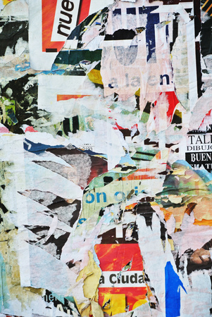 Photograph of urban random collage background or over-layered paper textureの写真素材
