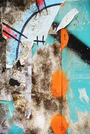 Photograph of urban random collage background or paint texture