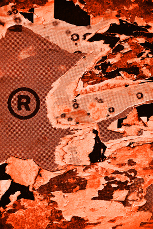 Photo of urban collage paper texture with trademark symbol or iconの写真素材