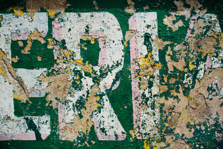 Photograph of typography texture on handpainted lettering signの写真素材