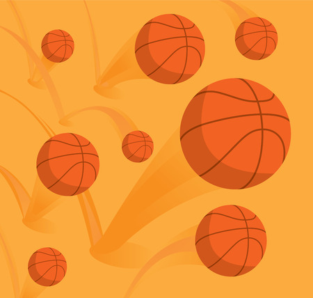 Cartoon illustration of many basket balls bouncingのイラスト素材