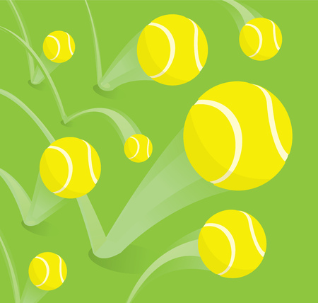 Cartoon illustration of bouncing tennis ballsのイラスト素材
