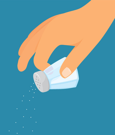 Cartoon illustration of hand using salt shakerのイラスト素材