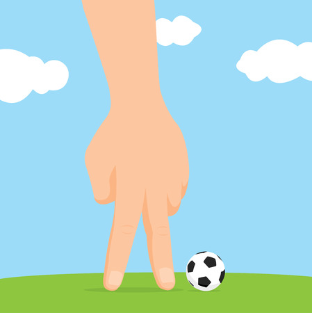 Cartoon illustration of hand playing fantasy soccerのイラスト素材
