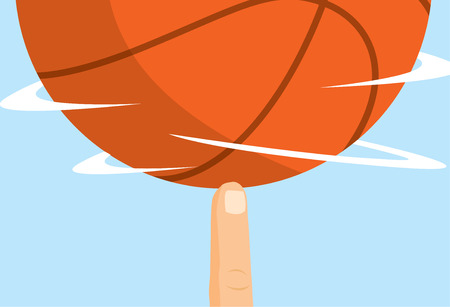 Cartoon illustration of skilled basket player spinning basketballのイラスト素材