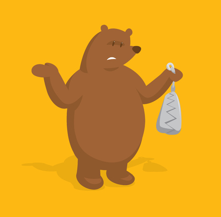 Cartoon illustration of big bear holding a trapのイラスト素材