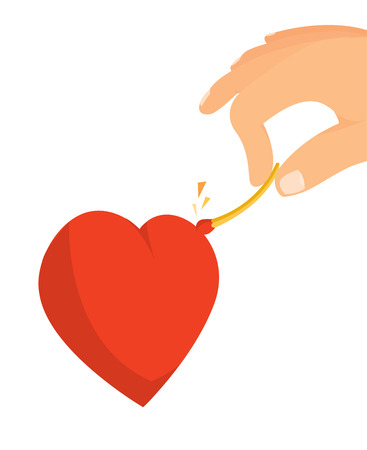 Cartoon illustration of love sparks or passionate heart on fireのイラスト素材