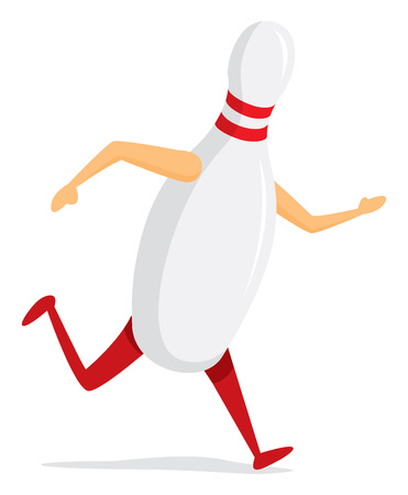 Cartoon illustration of bowling pin running fastのイラスト素材