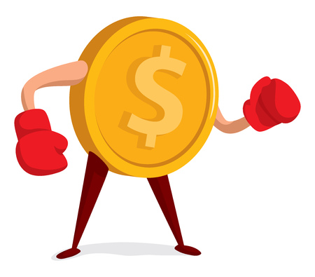 Cartoon illustration of money ready to fightのイラスト素材