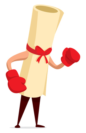 Cartoon illustration of diploma ready to fightのイラスト素材