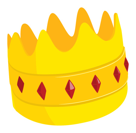 Cartoon illustration of golden crown with red jewelsのイラスト素材