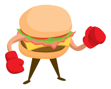 Cartoon illustration of heavy burger about to get toughのイラスト素材