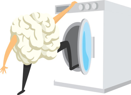 Cartoon illustration of brain wash about to happen.のイラスト素材