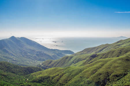 Valley with the clear blue skyの写真素材