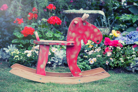 vintage wood rocking horseの写真素材