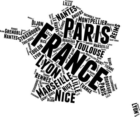 France Word Map Word Cloud Typography Conceptのイラスト素材
