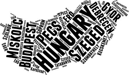 Hungary Word Map Word Cloud Typography Conceptのイラスト素材