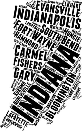 Indiana Word Map Word Cloud Typography Conceptのイラスト素材