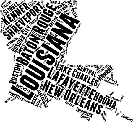 Louisiana Word Map Word Cloud Typography Conceptのイラスト素材