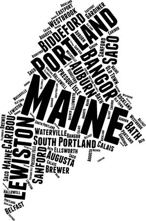 Maine Word Map Word Cloud Typography Conceptのイラスト素材