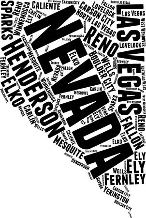 Nevada Word Map Word Cloud Typography Conceptのイラスト素材