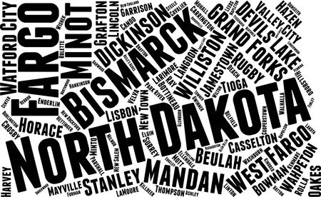 North Dakota Word Map Word Cloud Typography Conceptのイラスト素材