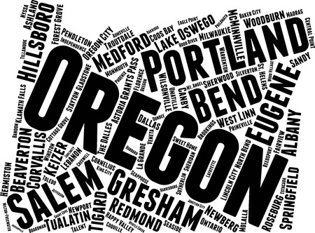 Oregon Word Map Word Cloud Typography Conceptのイラスト素材