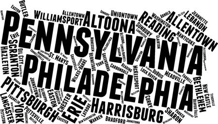 Pennsylvania Word Map Word Cloud Typography Conceptのイラスト素材