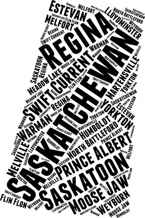 Saskatchewan  Word Map Word Cloud Typography Conceptのイラスト素材