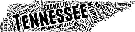 Tennessee Word Map Word Cloud Typography Conceptのイラスト素材