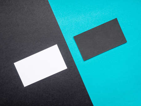 White business card Mock up in men's handの写真素材