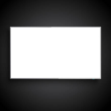 Smart TV Mockup hanging on the black wallのイラスト素材