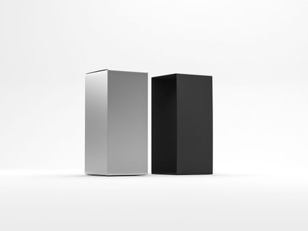 Silver cardboard Box Mockup and black cover packaging