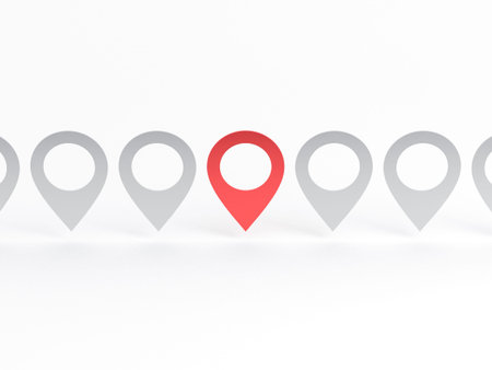 Red geo pin icon with another gray pins on white background