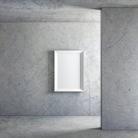 Vertical Poster with White Frame Mockup on concrete wall. 3d rendering